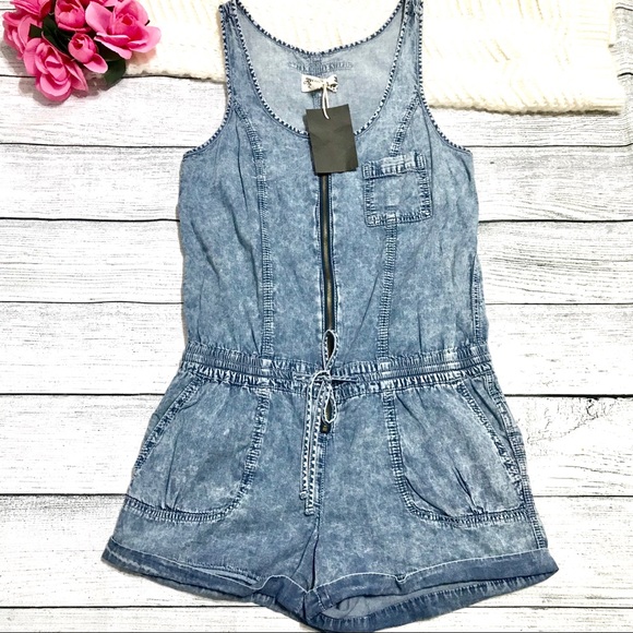 Scarlet Boulevard Pants - Scarlet Boulevard Acid Wash Denim Romper NWT
